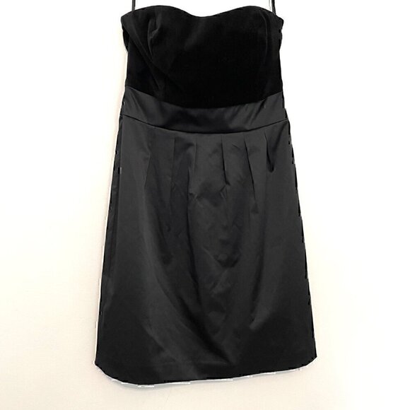 NEW NWT BANANA REPUBLIC Black Velvet Mixed Media Strapless Knee LBD Sheath Dress - Picture 2 of 12